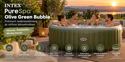 Intex PureSpa Olive Green Bubble – Wellnessélmény az otthon kényelmében