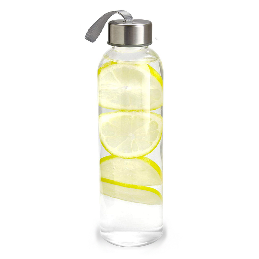 Vivalto üveg ivópalack rozsdamentes fém kupakkal - 0,3 liter
