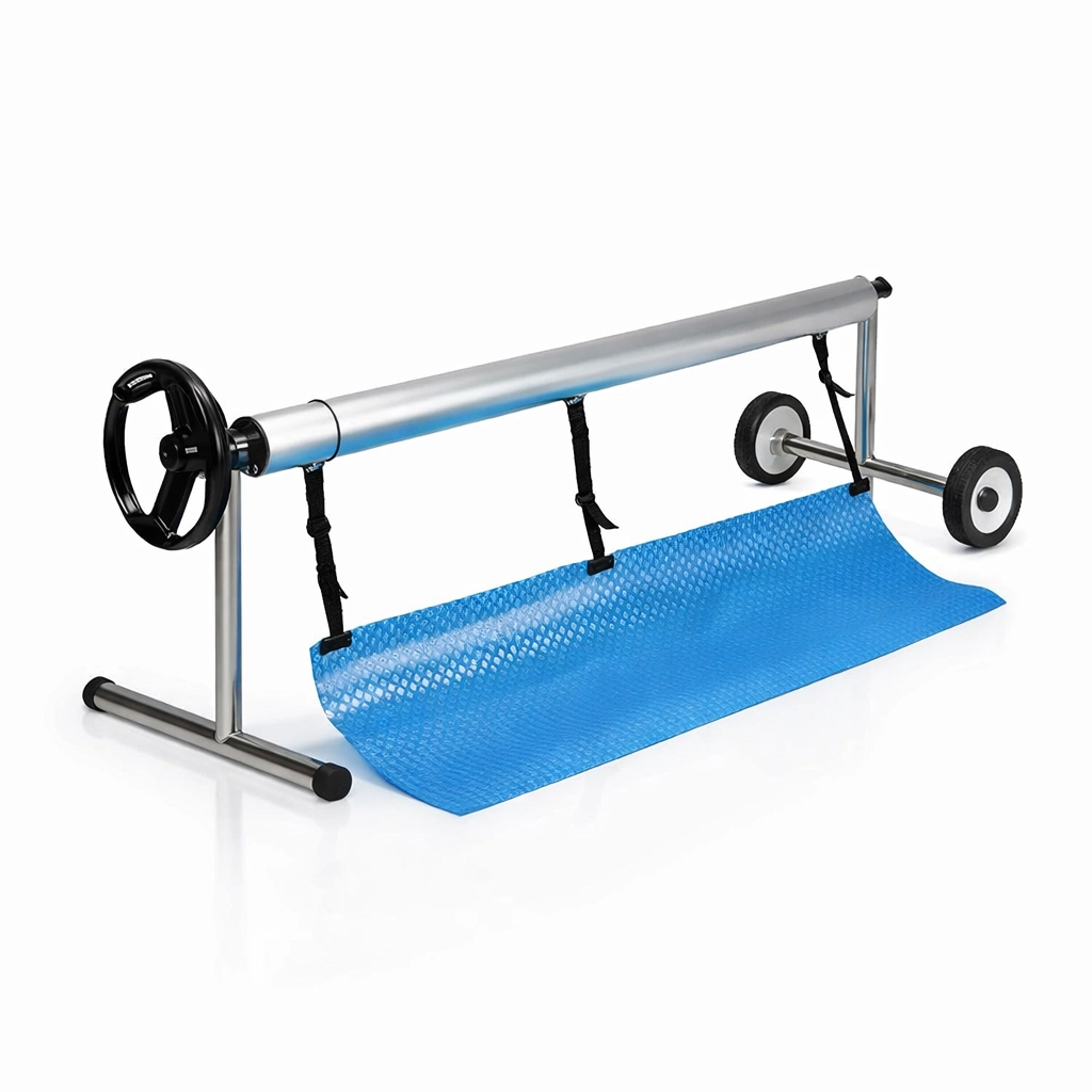 Pontaqua rozsdamentes, teleszkópos szolártakaró tekercselő, kerekes, 4.4 - 5.4m