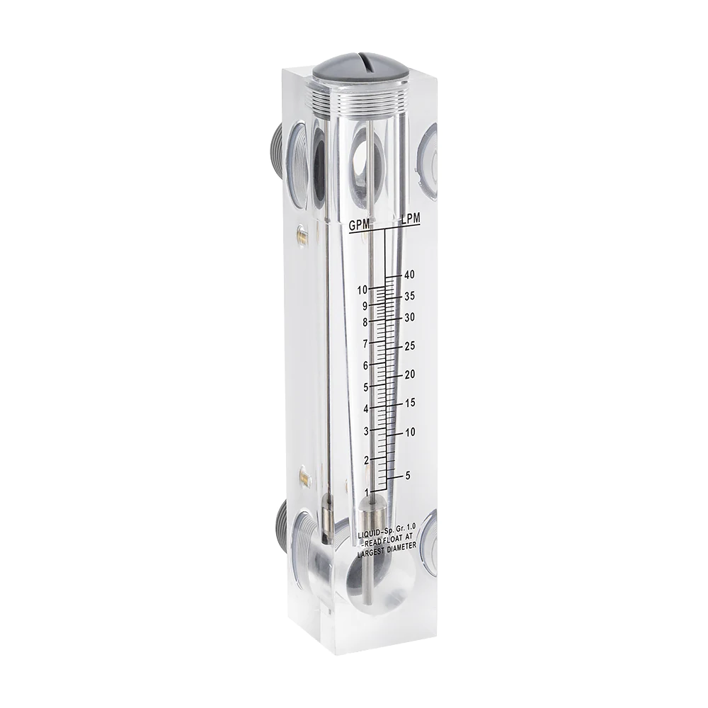 Akril áramlásmérő - rotaméter, 5-40 liter/perc - 1"x1"
