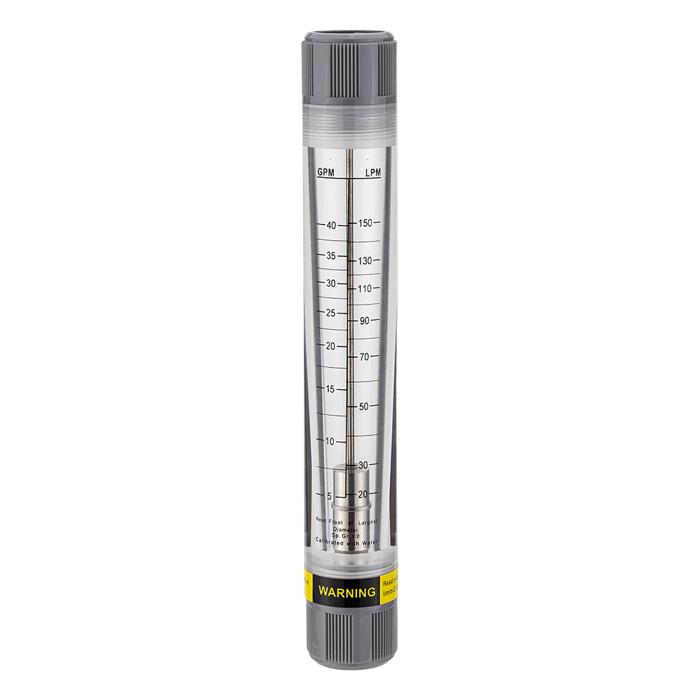 PVC áramlásmérő - rotaméter, 20-150 liter/perc - 1"x1"