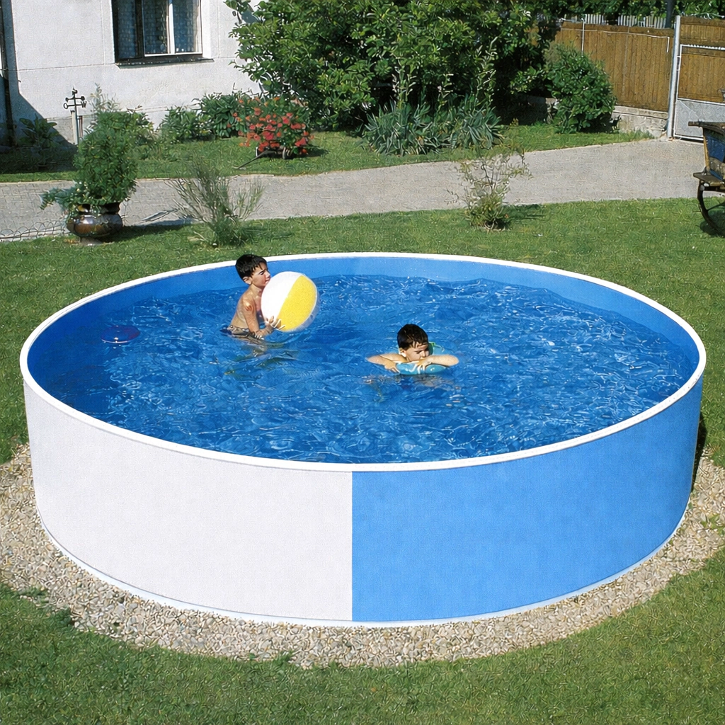 Mountfield Azuro Blue-White acélfalú medence létrával, 240x90cm