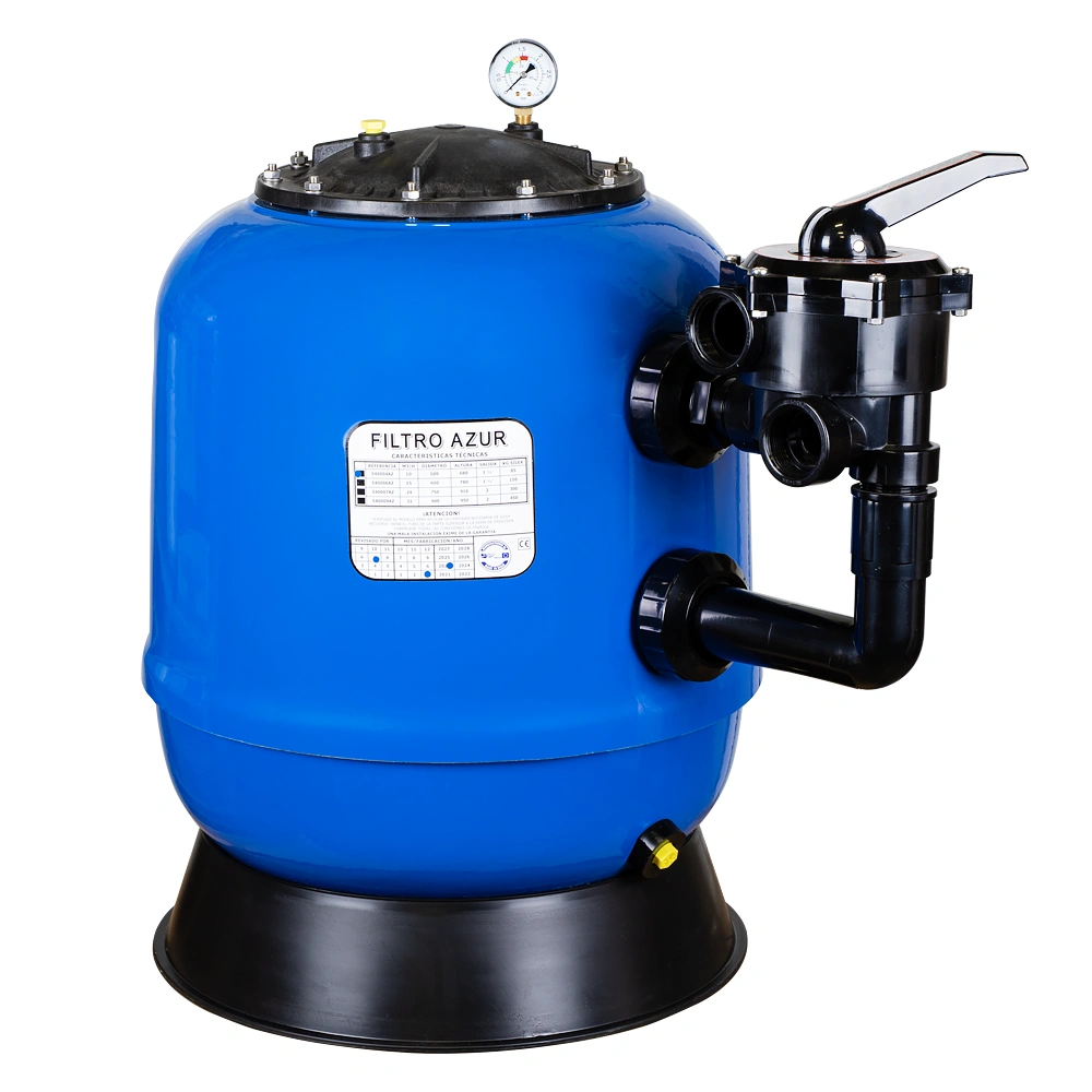 QP Azur 600 oldalszelepes poliészter szűrőtartály 6-utas váltószeleppel, 15m3/h, D600
