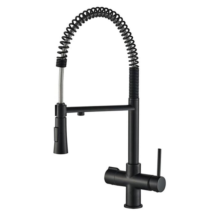 Bivio csaptelep víztisztítóhoz 3-utas, flexibilis zuhanyfejjel, FEKETE, BELLISSIMA