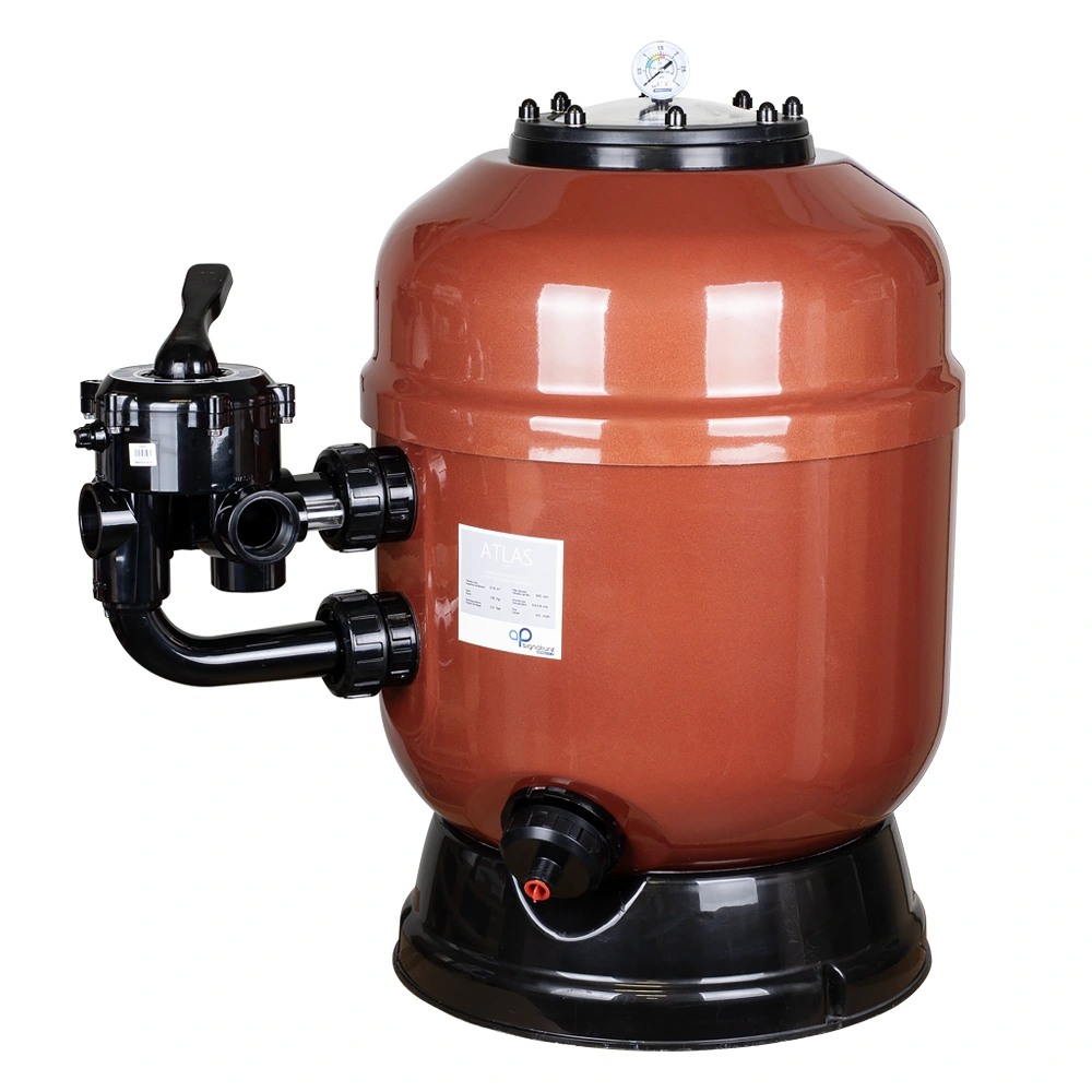 Astralpool Atlas oldalszelepes üvegszálas laminált szűrőtartály 6-utas váltószeleppel, 22m3/h, D750