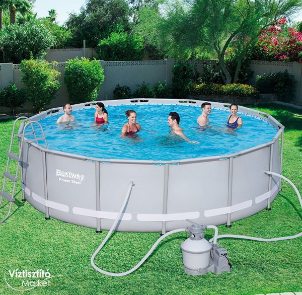 Bestway SZARDÍNIA fémvázas medence szett homokszűrős vízforgatóval, 427x107cm