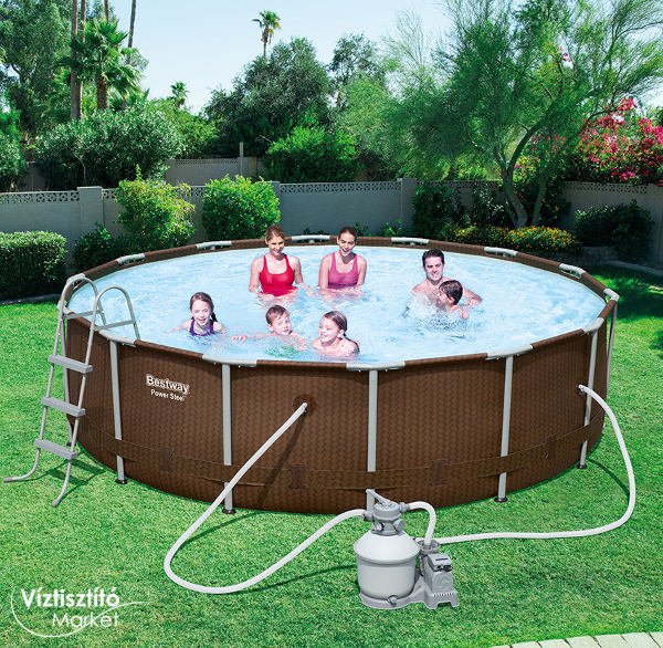 Bestway HOKKAIDO rattan hatású fémvázas medence szett, 427x107cm, Steel PRO
